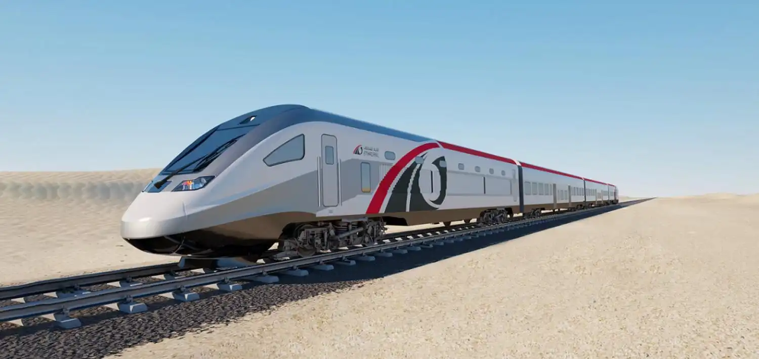 Passenger Train being tested on Etihad Rail Tracks