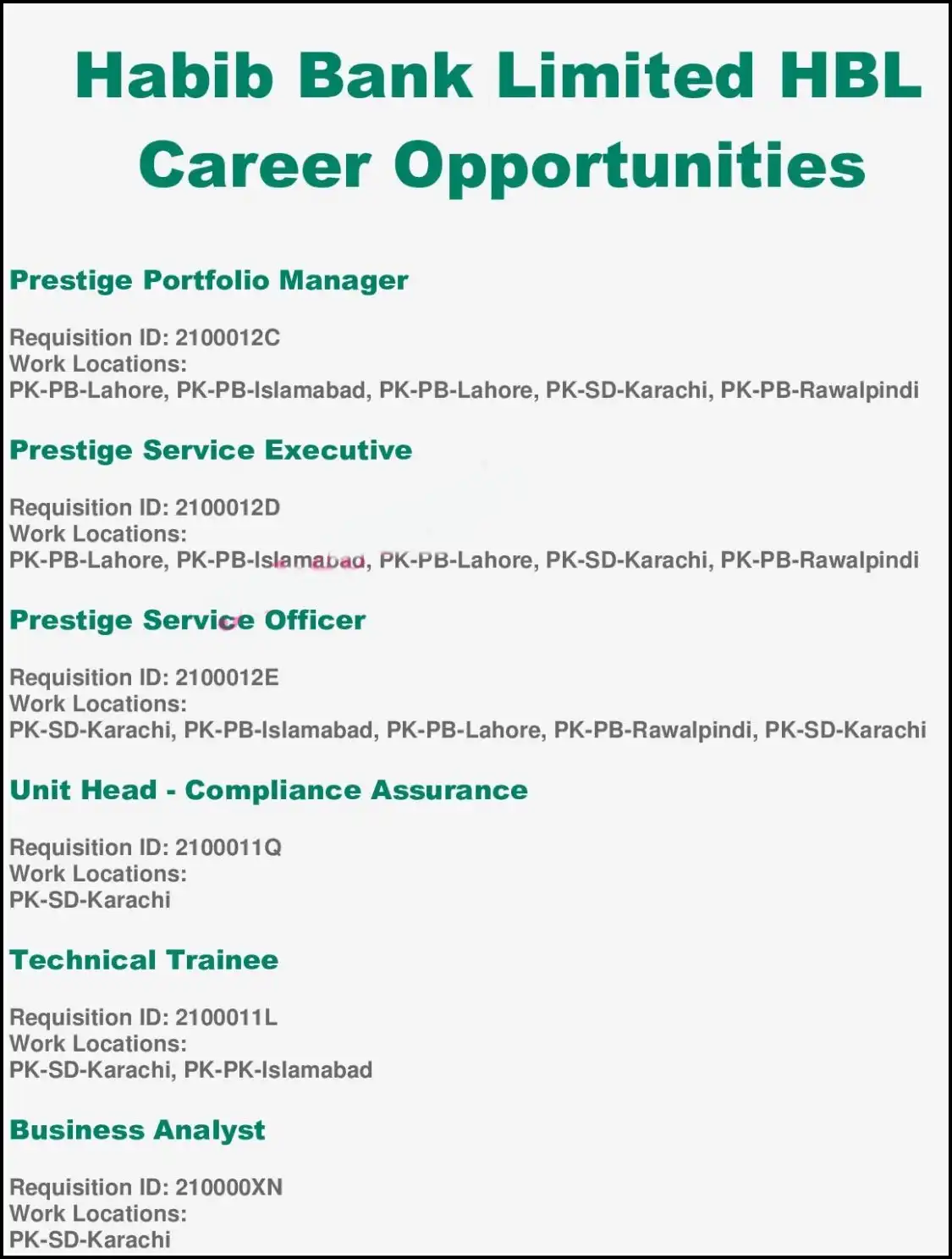 Habib Bank Limited Lahore Karachi Islamabad Jobs 2023 Pakistan Railways