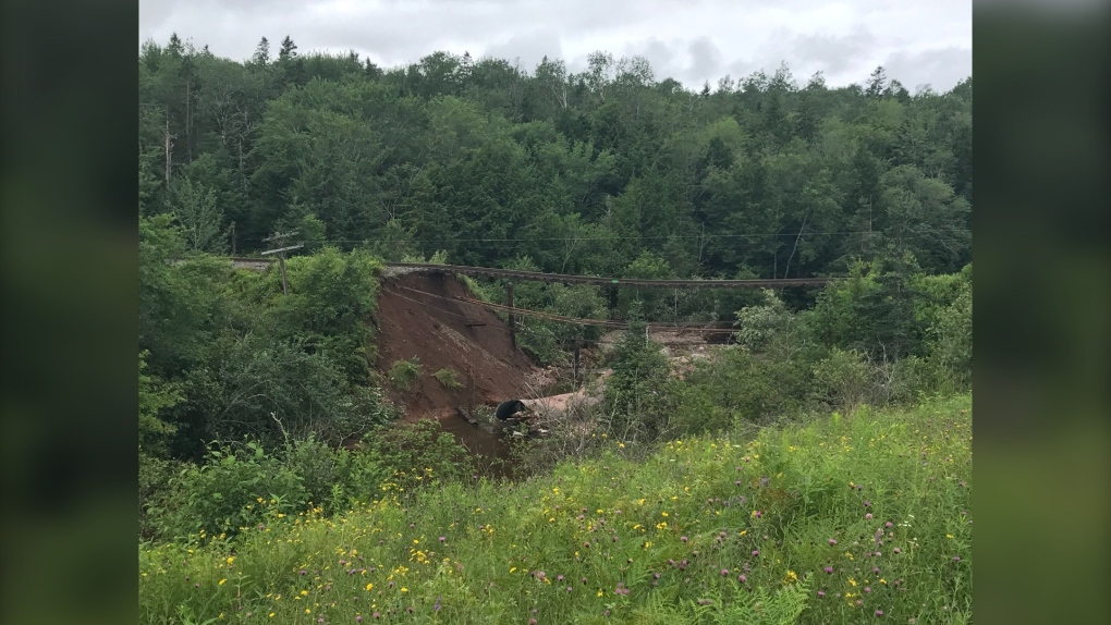 Main rail line to Halifax washed out after heavy rains flooding