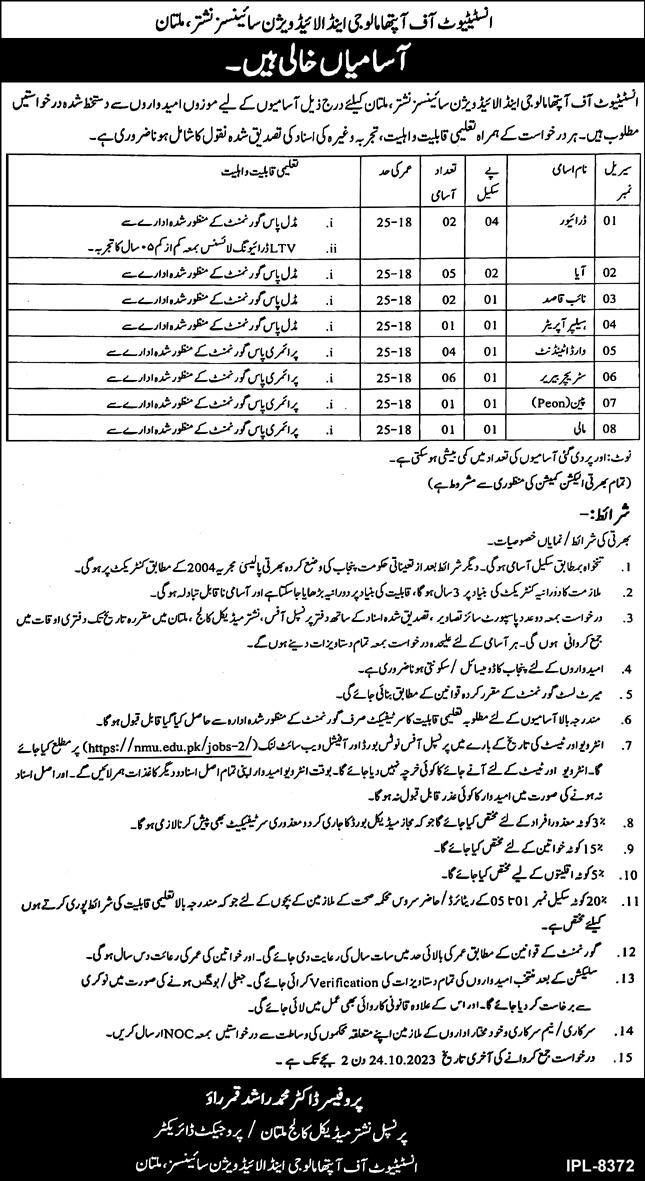 Govt Jobs In Punjab Pakistan Today At Institute Of Pathology