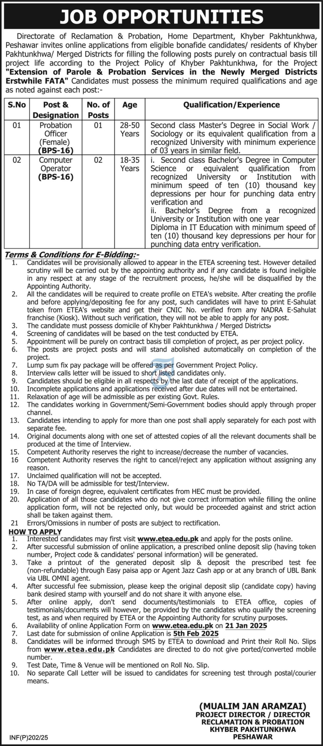 Govt Jobs In Chitral Today For Probation Officer